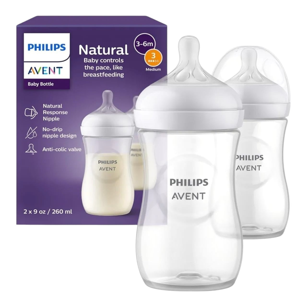 Set de dos biberones anti cólicos, philips avent