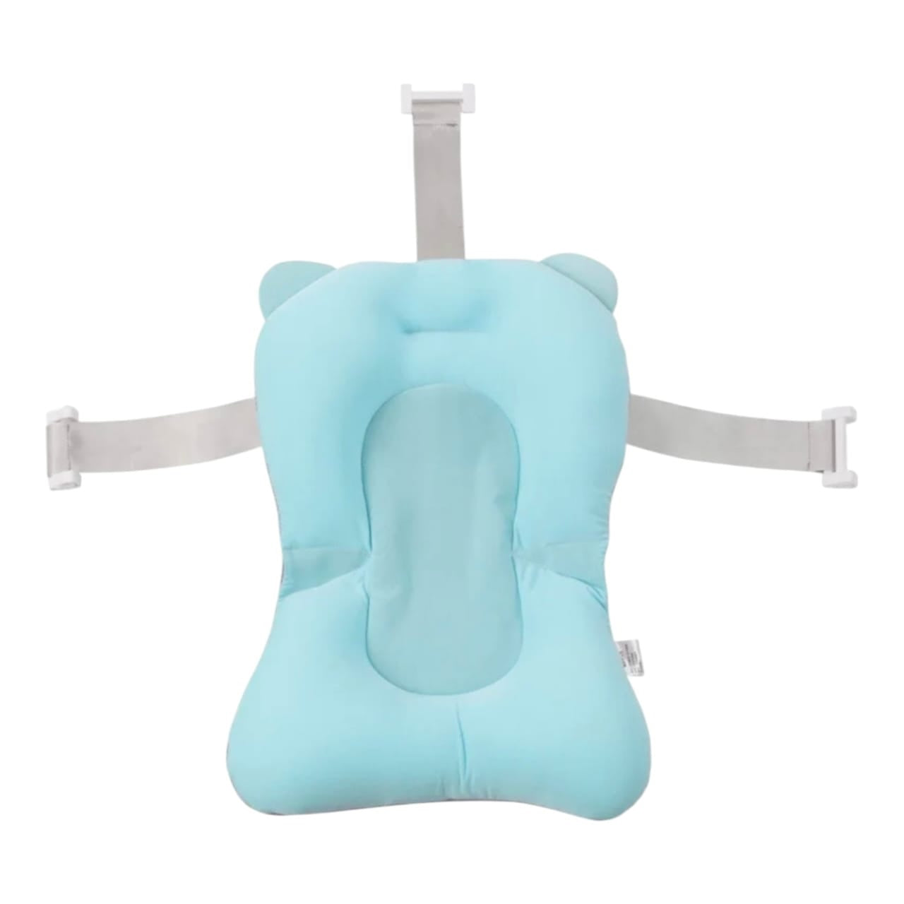 Almohadilla de soporte para baño de bebé Acüchichi en color azul celeste con diseño ergonómico y correas ajustables.