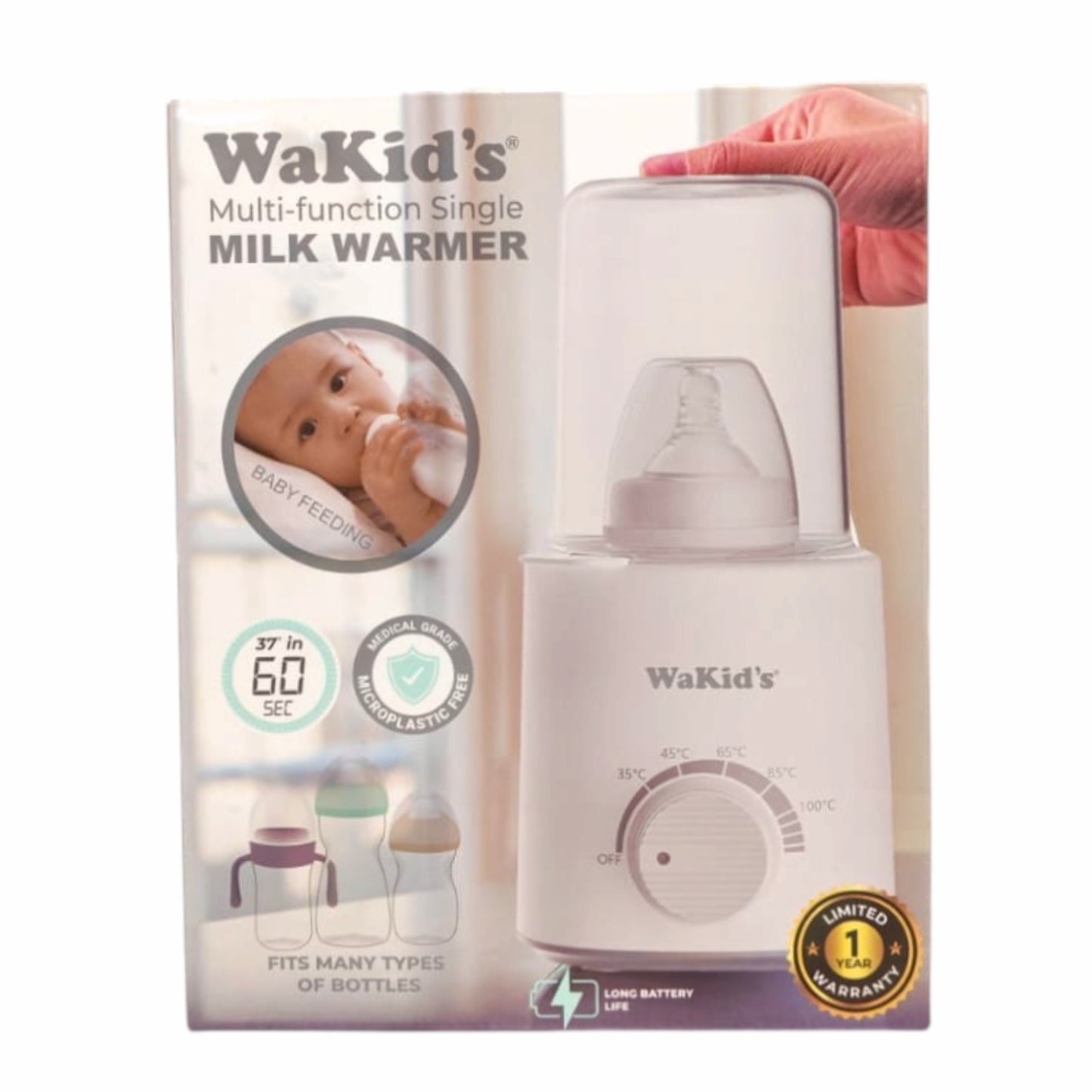 Calentador de biberones multifuncional Acüchichi WaKid's blanco con control de temperatura y batería recargable