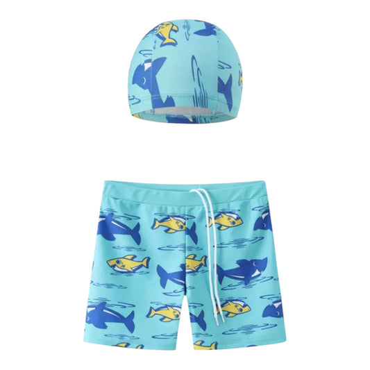 TRAJE DE BAÑO (short+gorro- niño)