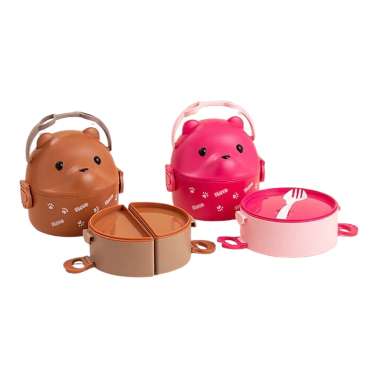 Lonchera Infantil De Dos Niveles Con Diseño De Oso