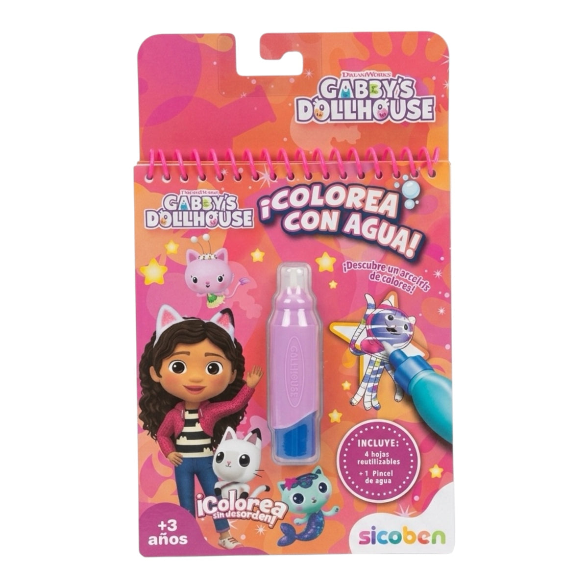 Colorea con agua gabby's dollhouse