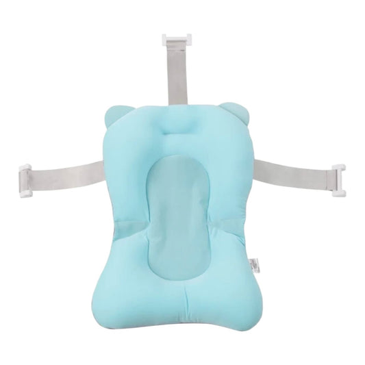 Almohadilla de soporte para baño de bebé Acüchichi en color azul celeste con diseño ergonómico y correas ajustables.