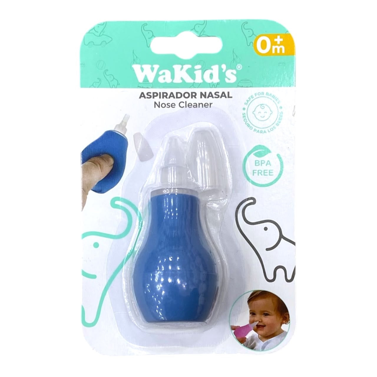 Aspirador nasal manual azul Acüchichi WaKid's libre de BPA con punta suave para bebés recién nacidos en empaque original