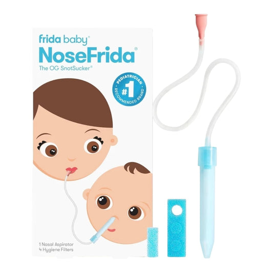 Aspirador nasal NoseFrida de Acüchichi con filtros higiénicos, herramienta segura y no invasiva para bebés.