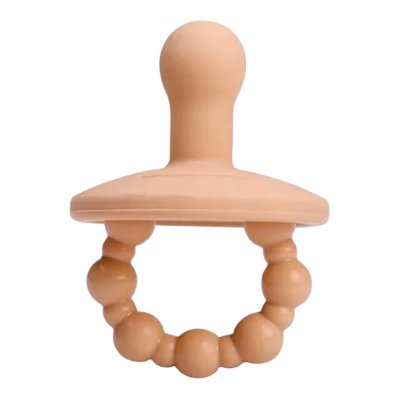 Chupete mordedor Acüchichi de silicona color beige con cuentas texturizadas para aliviar encías de bebés