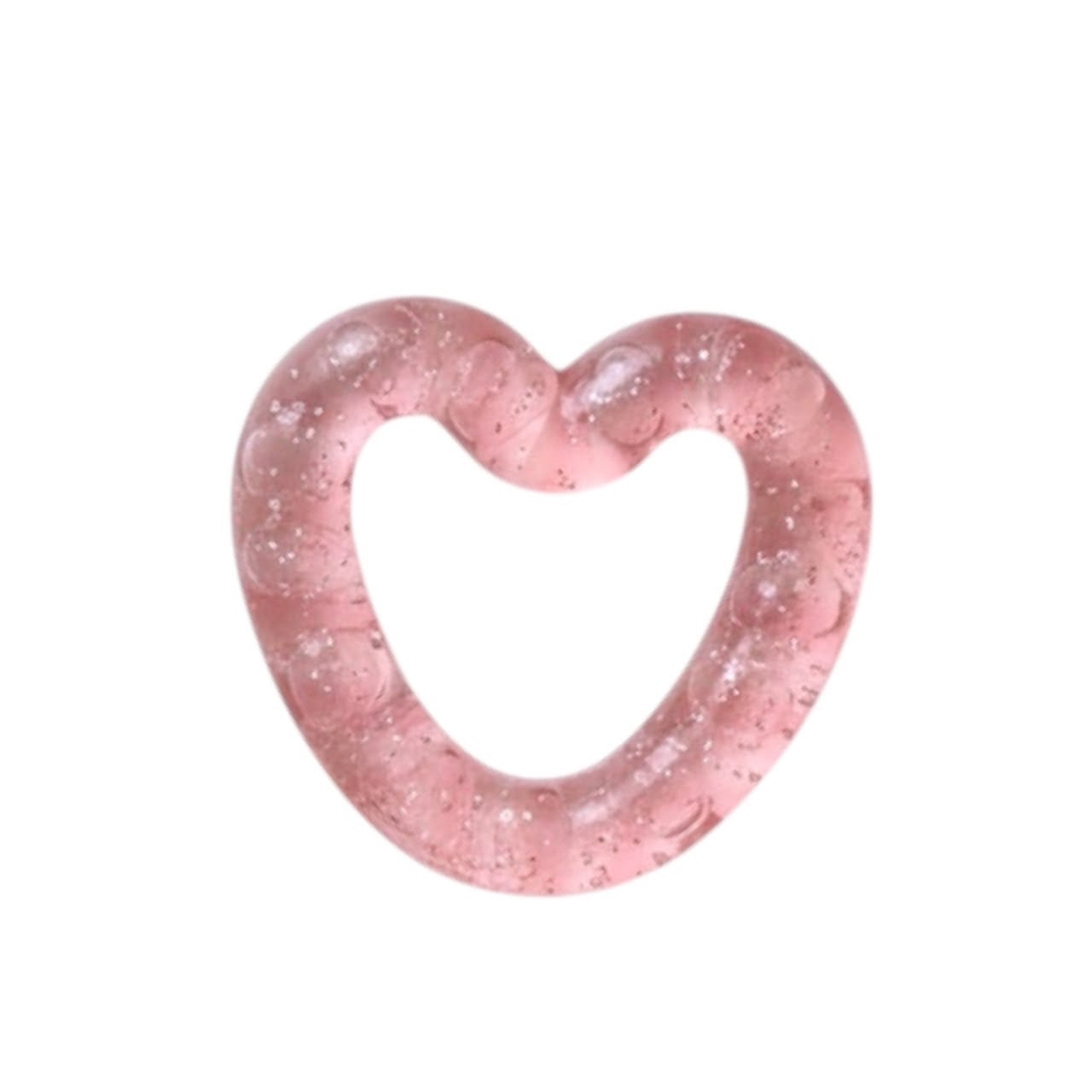 Coletero Acüchichi en forma de corazón color rosa translúcido con destellos brillantes para el cabello o muñeca