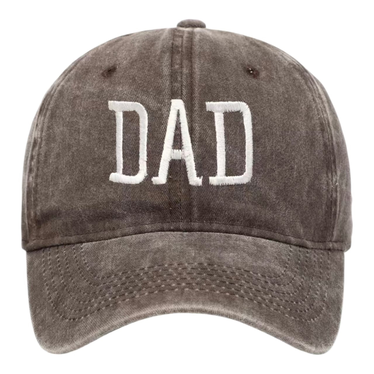 Gorra de béisbol Acüchichi estilo vintage color marrón desgastado con bordado DAD en blanco