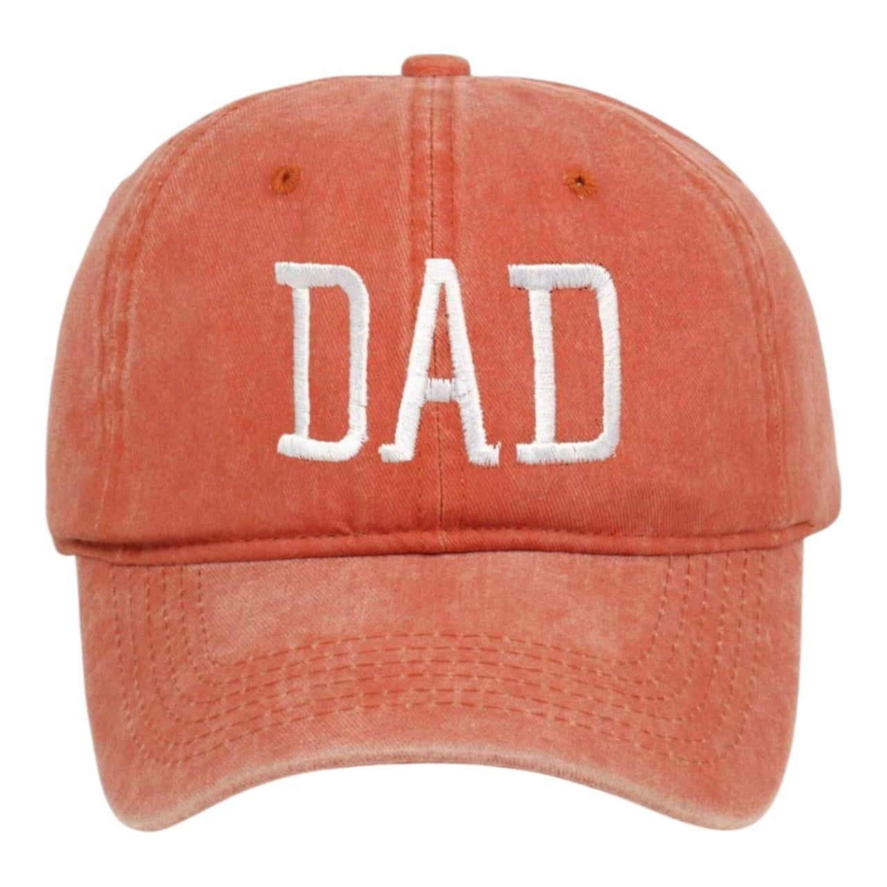 Gorra de béisbol Acüchichi estilo dad hat color terracota con efecto desgastado y bordado DAD en blanco