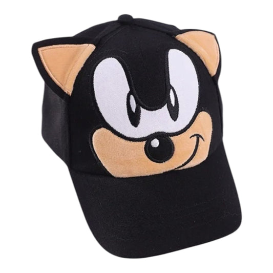 Gorra infantil negra Acüchichi con diseño de erizo, orejas 3D y bordado frontal de alta calidad para niños.