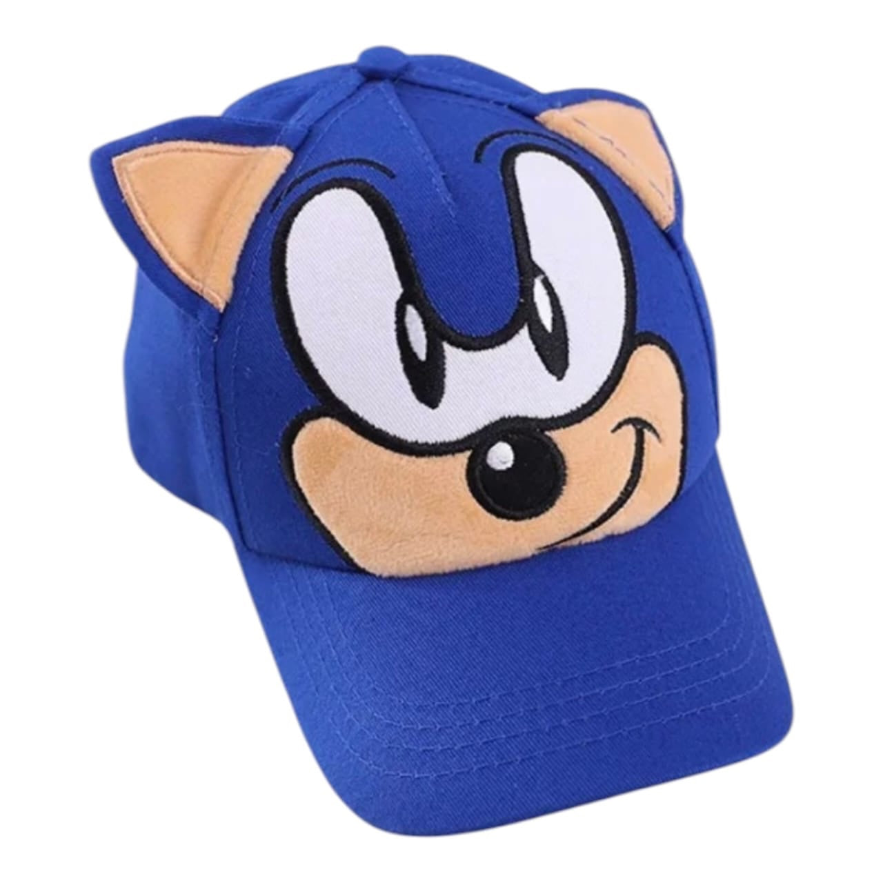 Gorra infantil azul Acüchichi con diseño de Sonic, orejas 3D y bordado frontal, ideal para protección solar.