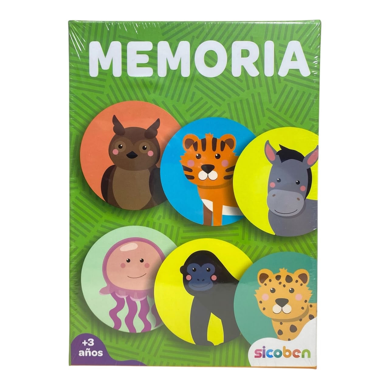 Juego de memoria Acüchichi con fichas circulares de animales coloridos para niños mayores de 3 años