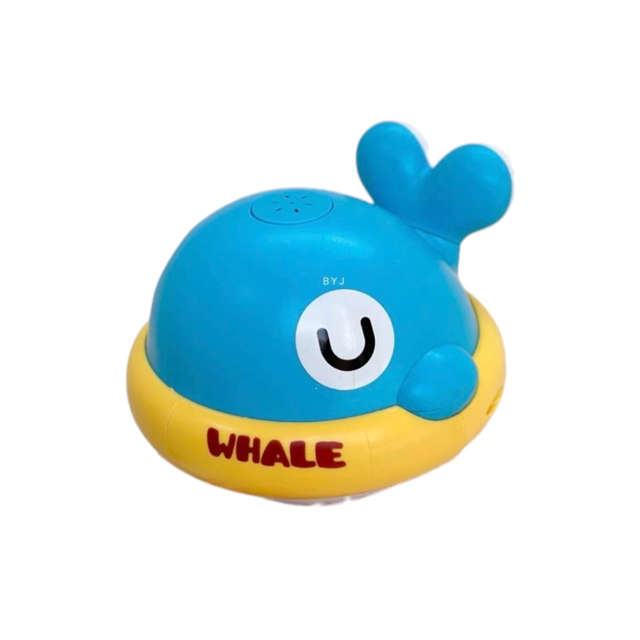 Juguete de baño Acüchichi con forma de ballena azul y amarilla, diseño flotante interactivo para niños pequeños