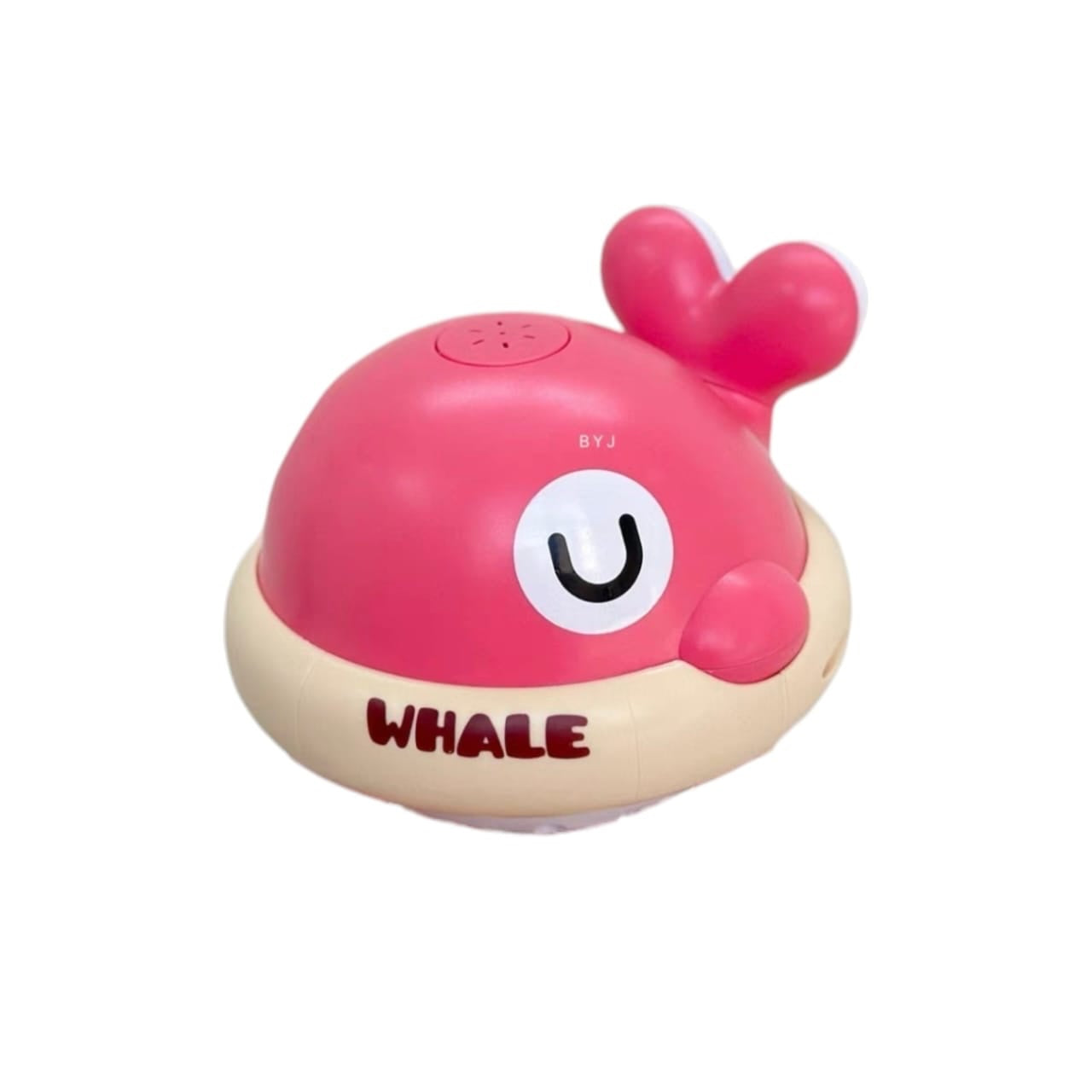 Juguete de baño Acüchichi con forma de ballena rosa, diseño flotante interactivo y seguro para niños pequeños.