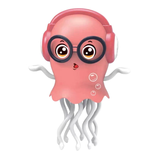 Juguete de medusa rosa Acüchichi con audífonos y lentes, diseño interactivo y colorido para niños.