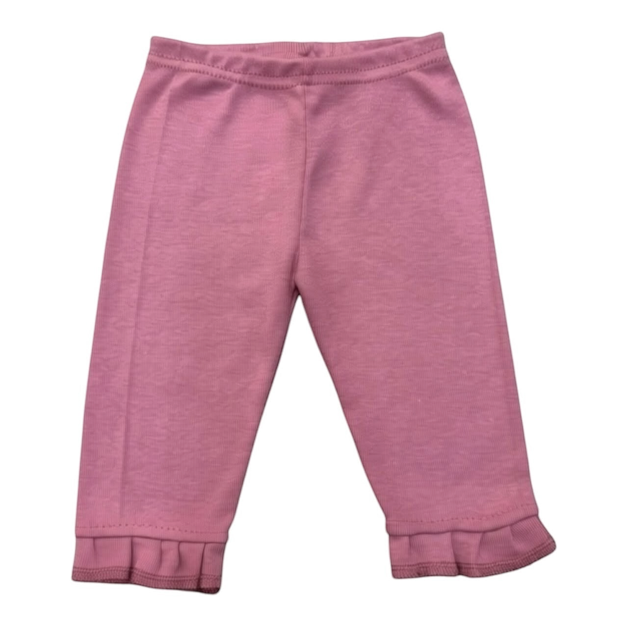 Leggings de algodón rosa para bebé de Acüchichi con cintura elástica y detalle de volantes en los tobillos