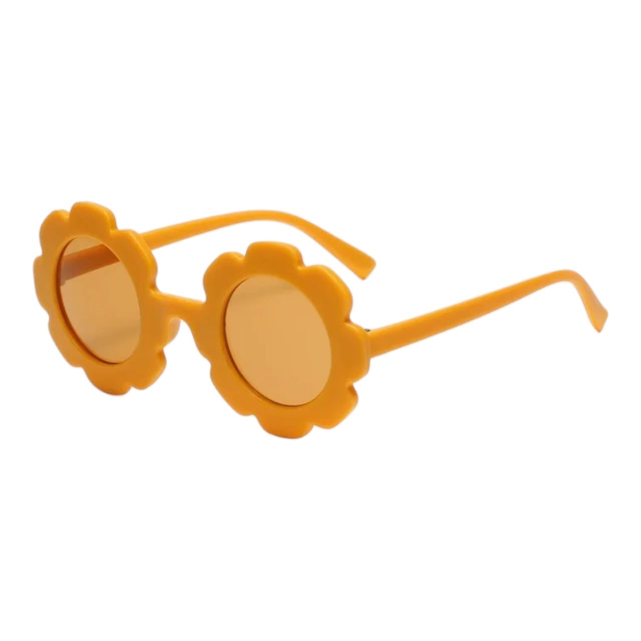 Lentes de sol Acüchichi para niños con marco amarillo en forma de flor y cristales tintados para protección solar