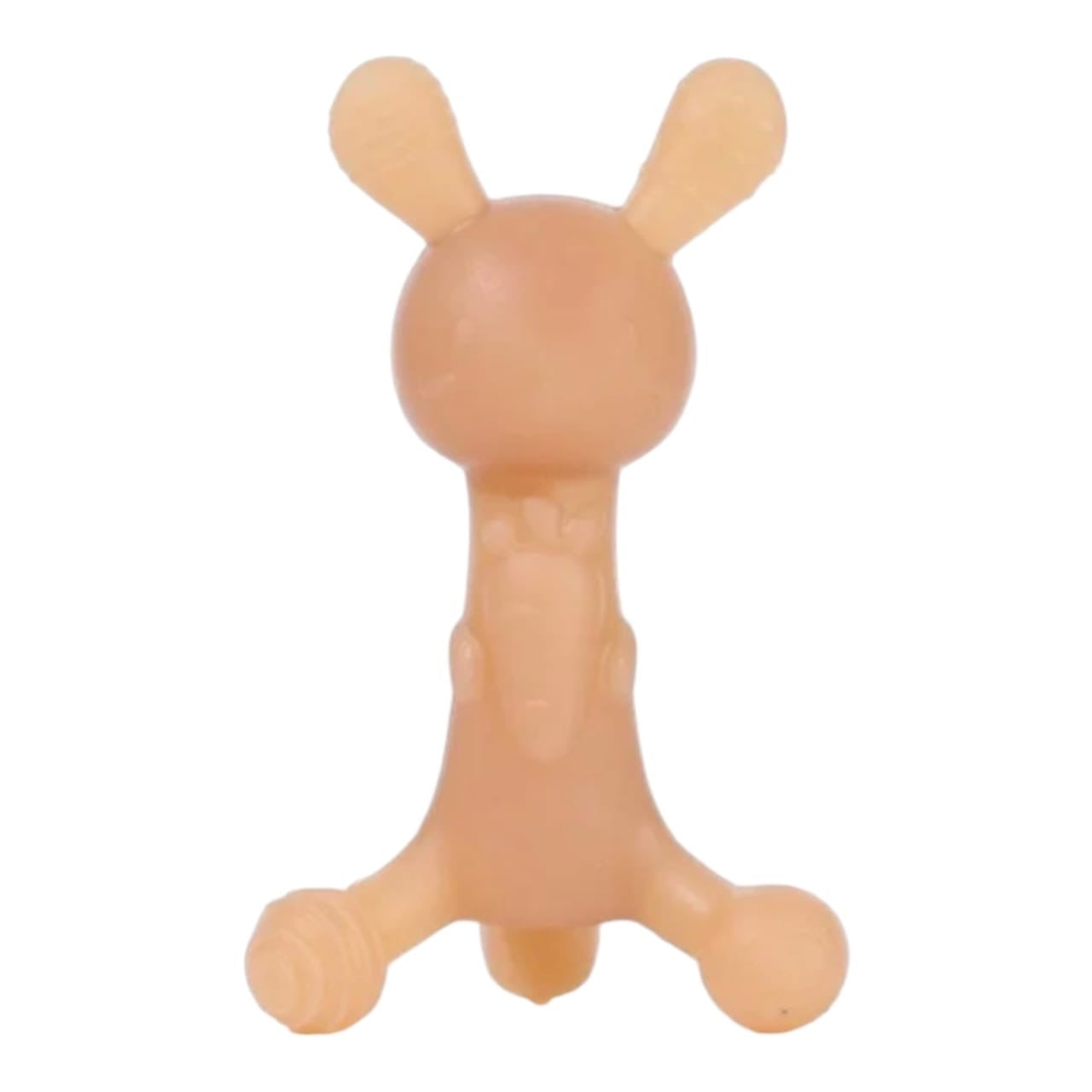 Mordedor de silicona Acüchichi con forma de conejo color beige, ideal para aliviar las encías del bebé.
