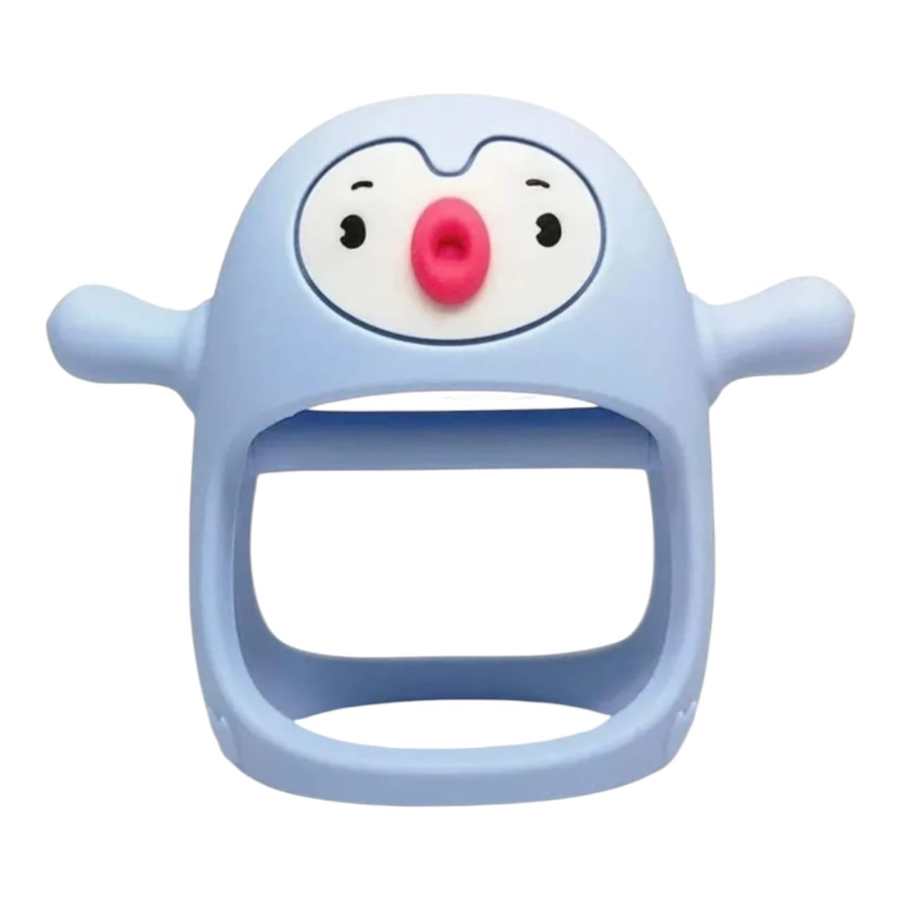 Mordedor de silicona Acüchichi con forma de pingüino azul, seguro para bebés y libre de BPA para aliviar las encías.