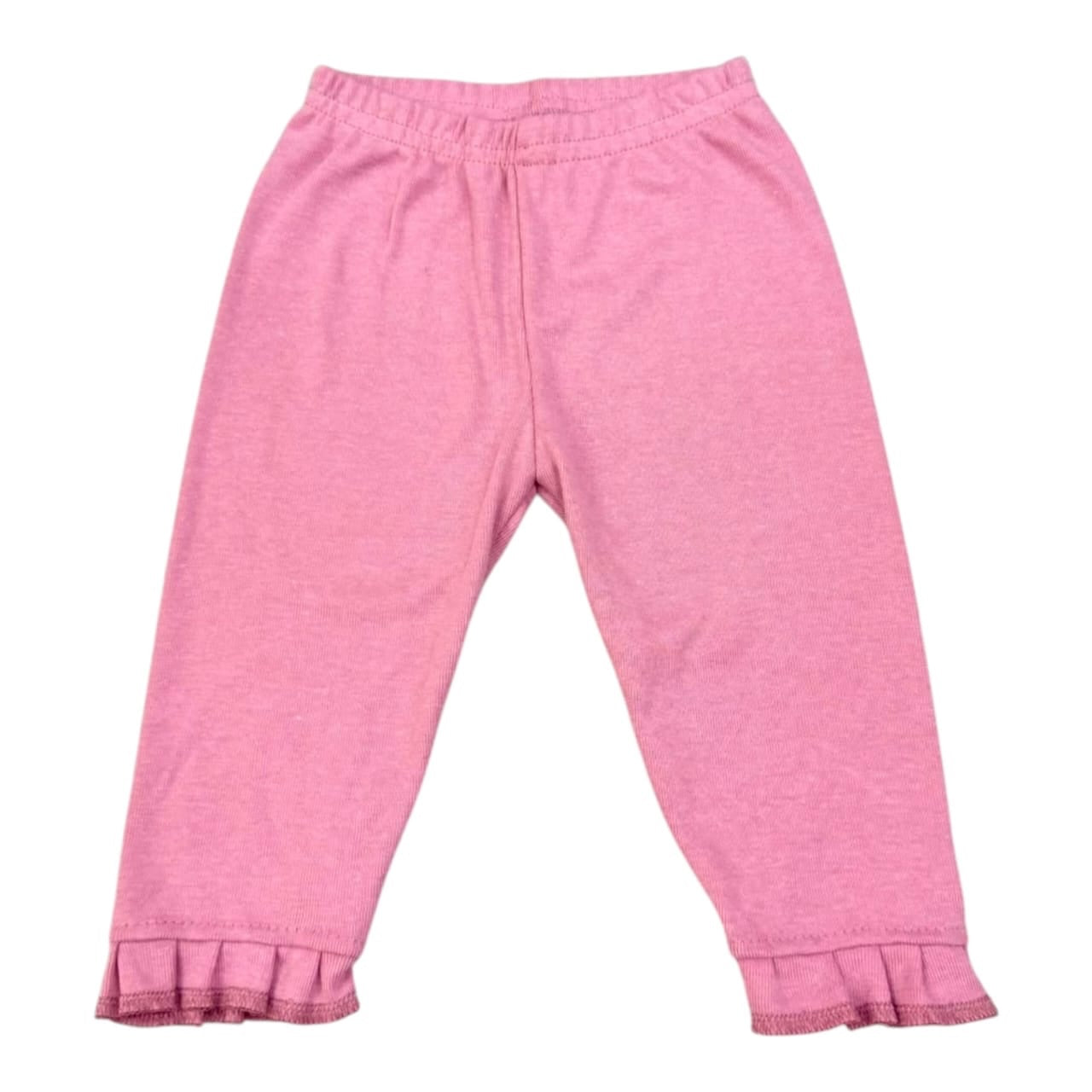 Pantalones capri Acüchichi para niñas en color rosa con cintura elástica y detalle de volantes en el dobladillo