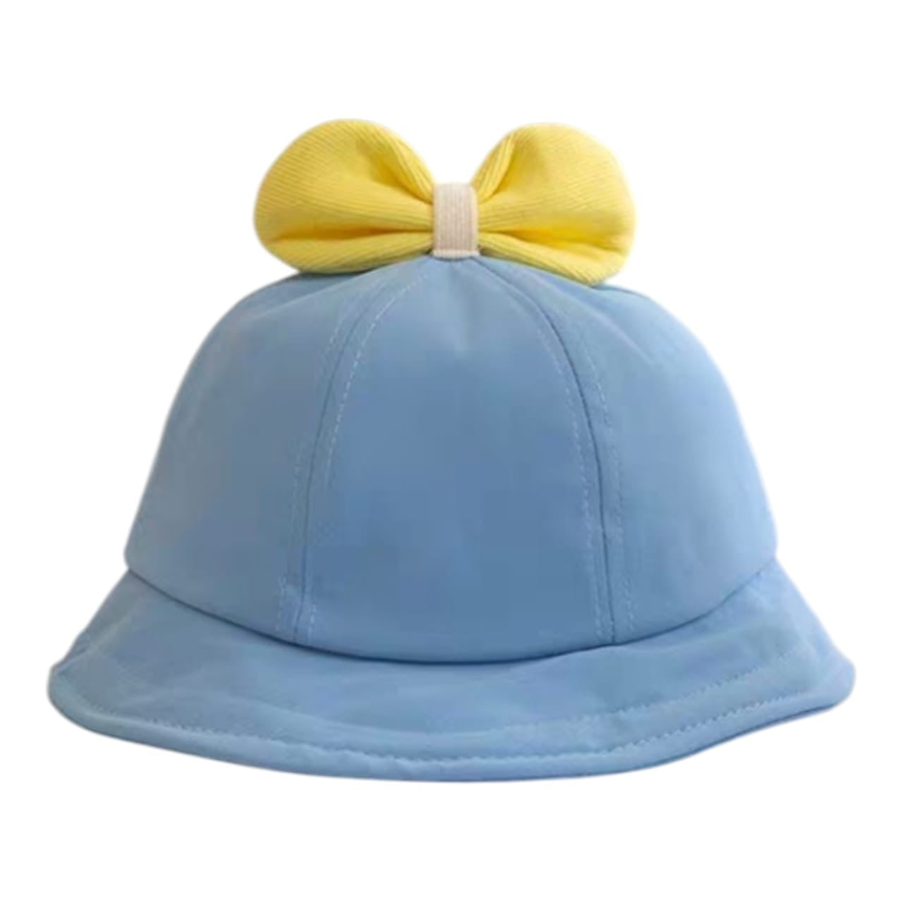 Sombrero tipo pescador Acüchichi azul claro para niñas con un lazo decorativo amarillo en la parte superior