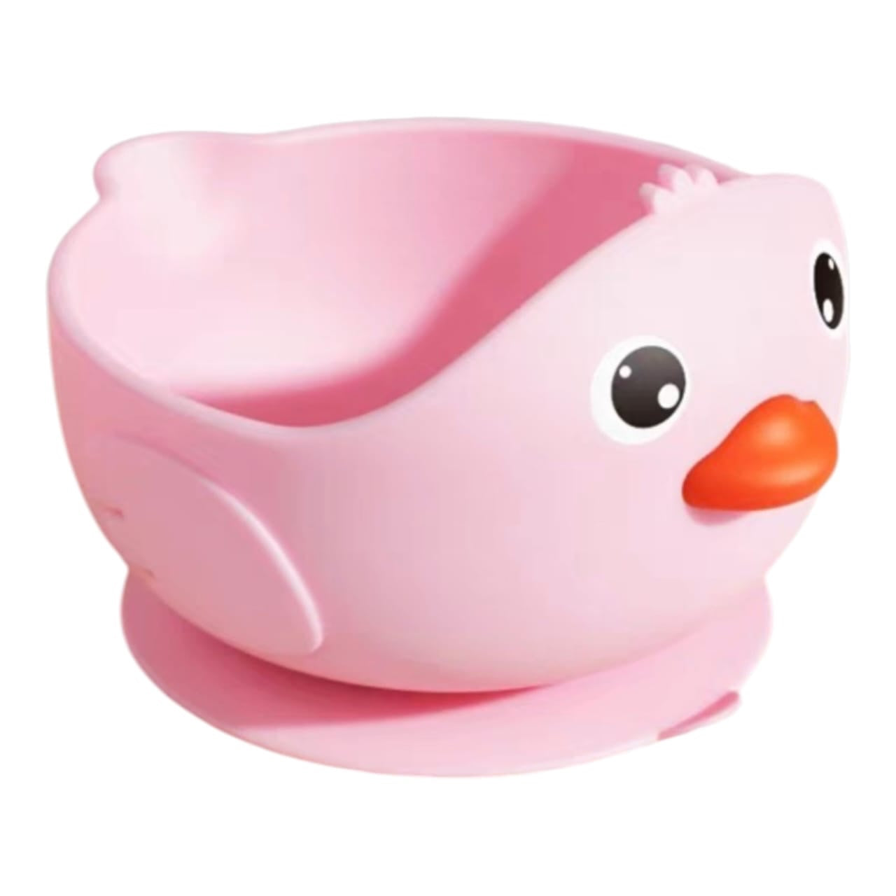 Tazón de succión Acüchichi para bebés con diseño de patito rosa, fabricado en silicona libre de BPA para alimentación BLW.