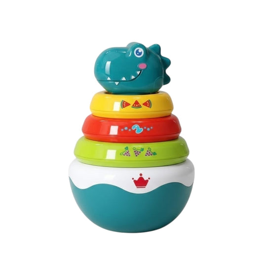Torre apilable Acüchichi con diseño de dinosaurio, piezas coloridas de plástico para desarrollo motriz del bebé